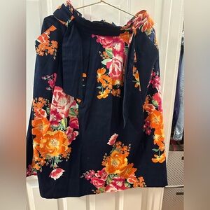 Eva Mendes for New York & Company Floral A-Line Skirt - Navy, Orange, Pink
